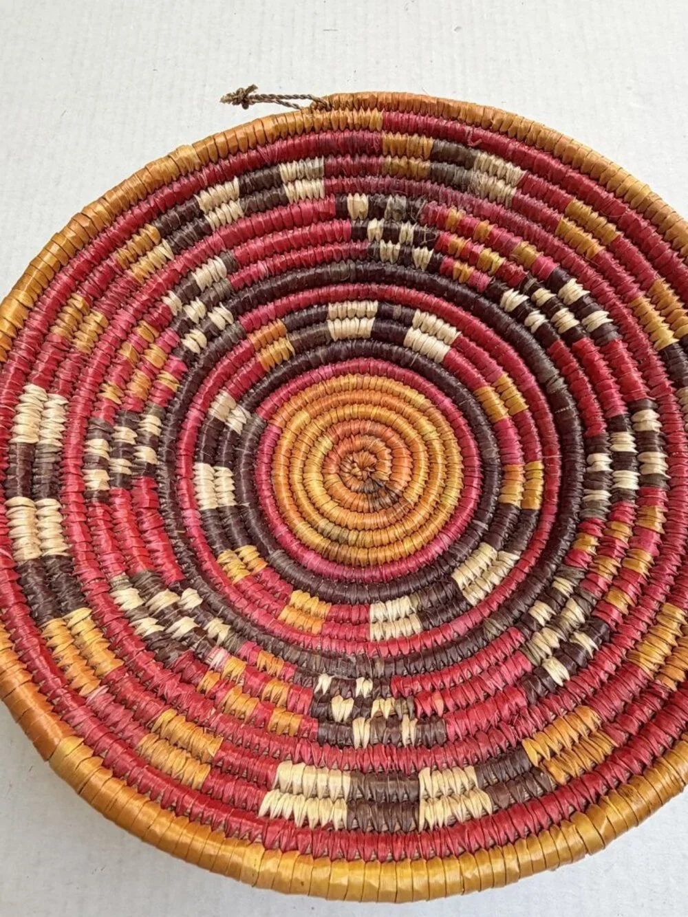 Woven Ethnic Native‎ Boho Basket Wall Art Bright Colors Decor Vintage